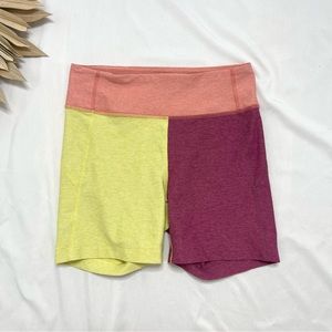 Outdoor Voices Warmup Colorblock Nectarine Mellow Merlot High Rise Biker Shorts